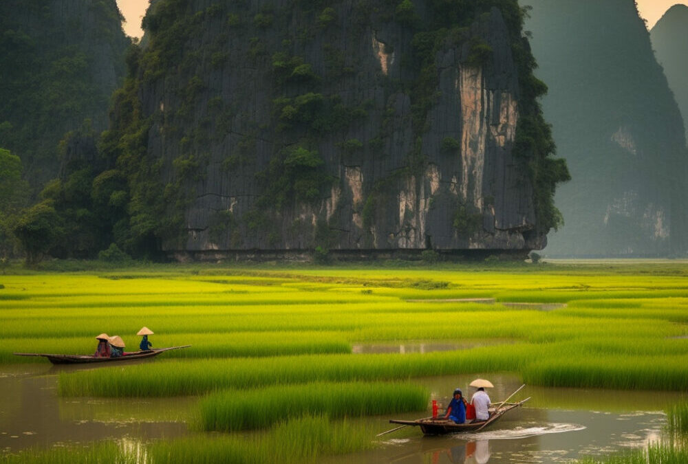 Rijstvelden in Tam Coc - Vietnam steeds populairder als overwinter bestemming.